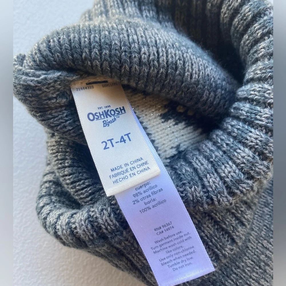 OshKosh B’gosh Grey Fair Isle Nordic Style Light Sparkle Super Soft Knit Beanie